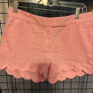J. Crew High Waist Pink Shorts with Scalloped Hem